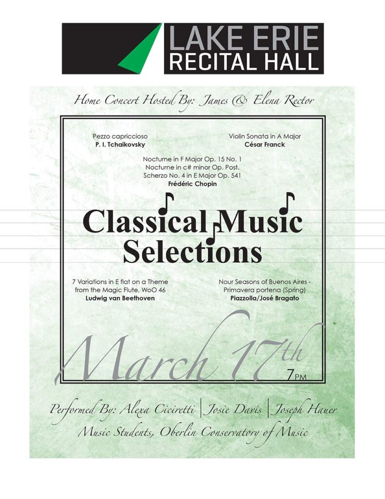 March 17, 2013 Lake Erie Recital Hall Program
