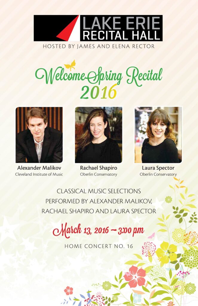 March 13, 2016 Lake Erie Recital Hall Program