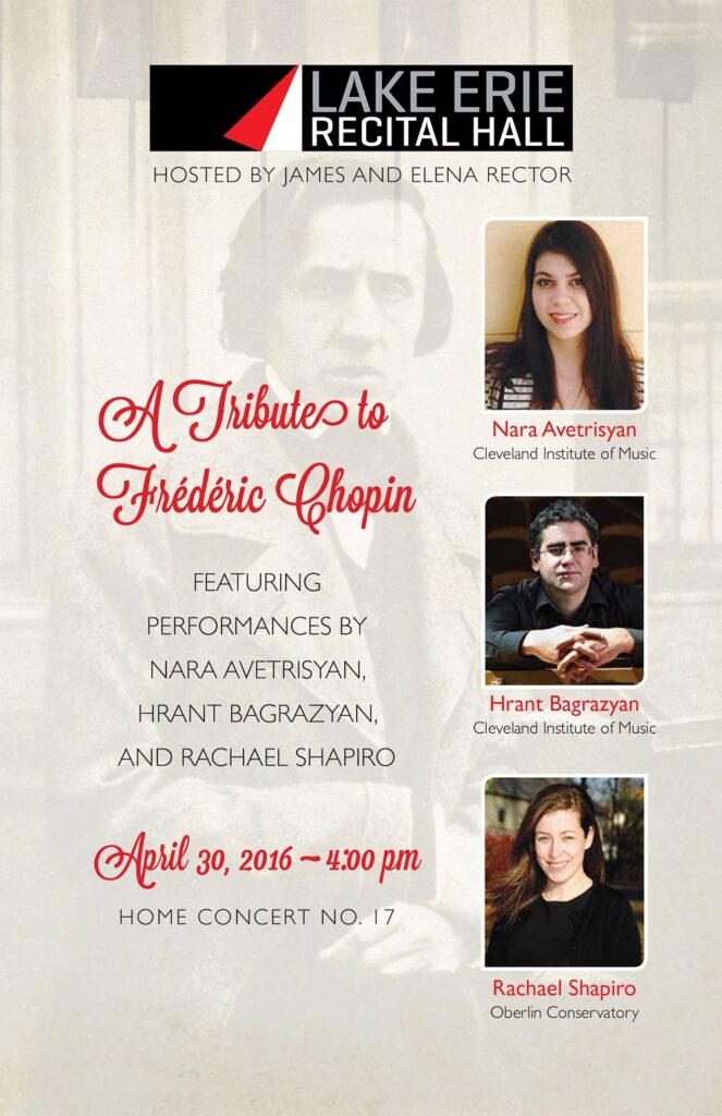 April 30, 2016 Lake Erie Recital Hall Program